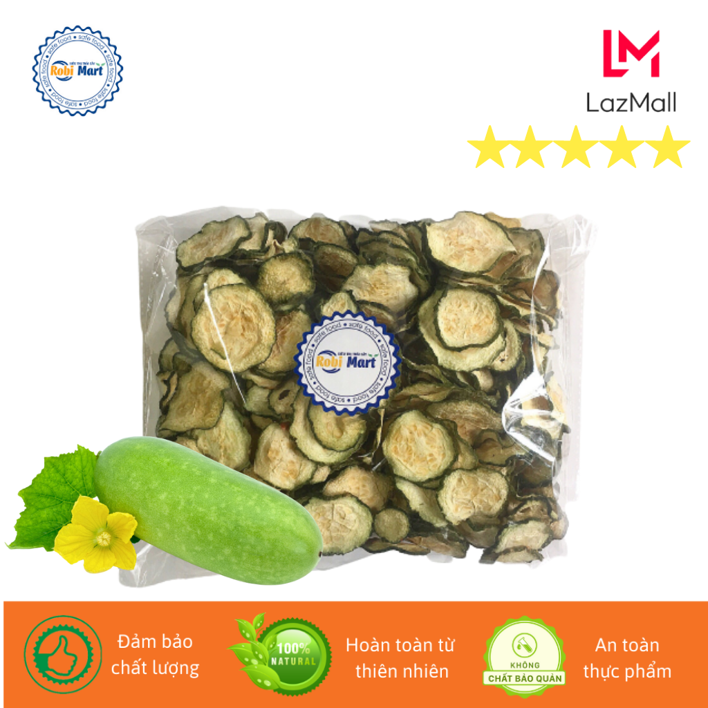 Bí đao thái lát sấy lạnh Robi Mart gói 100g - Giảm cân thanh nhiệt đẹp da