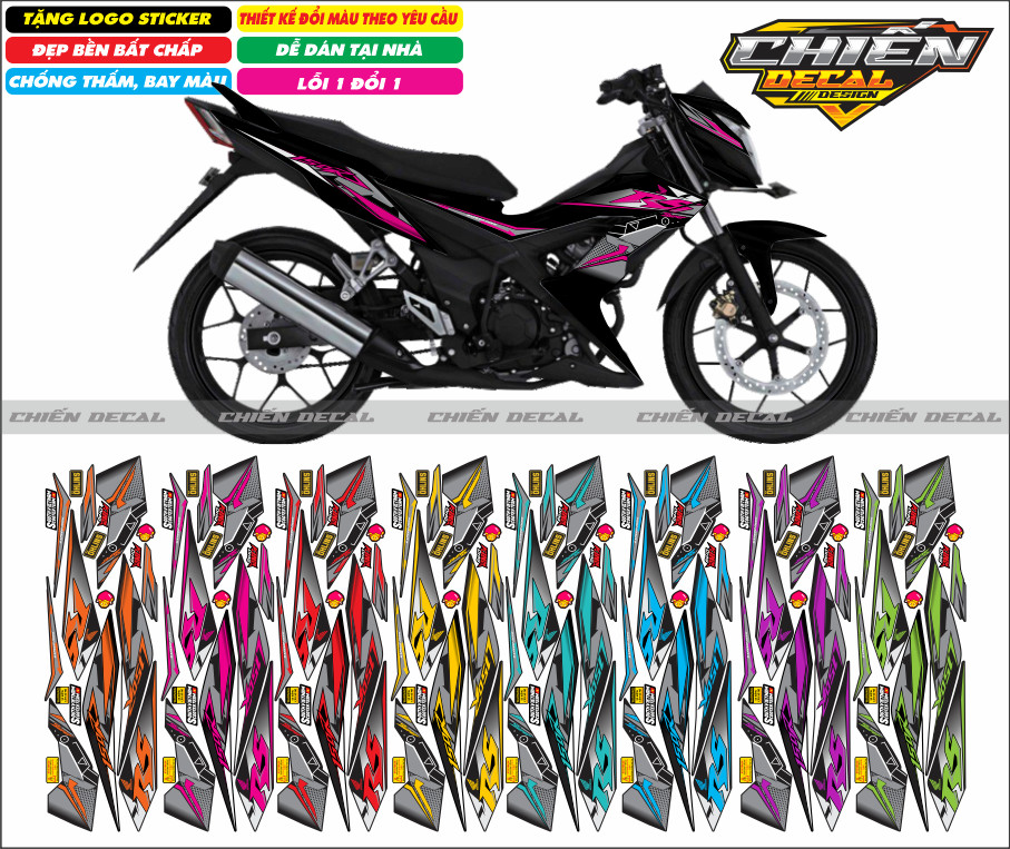 Tem rời xe sonic 150 màu đen nhiều kiểu lựa chọn