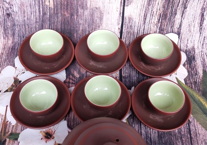Bộ 6 chén trà gốm tử sa (không đĩa lót)