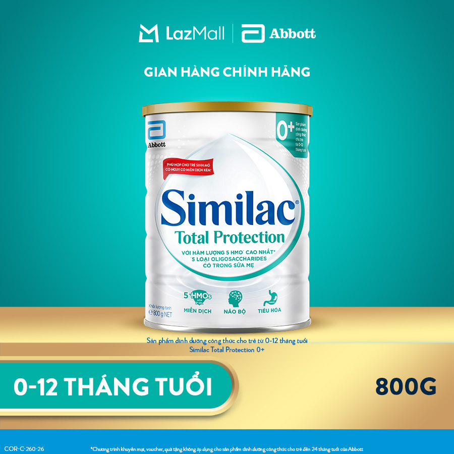 Sữa bột Similac TOTAL PROTECTION 0+ 800g cho trẻ 0-12 tháng (Phù hợp cho trẻ sinh mổ)