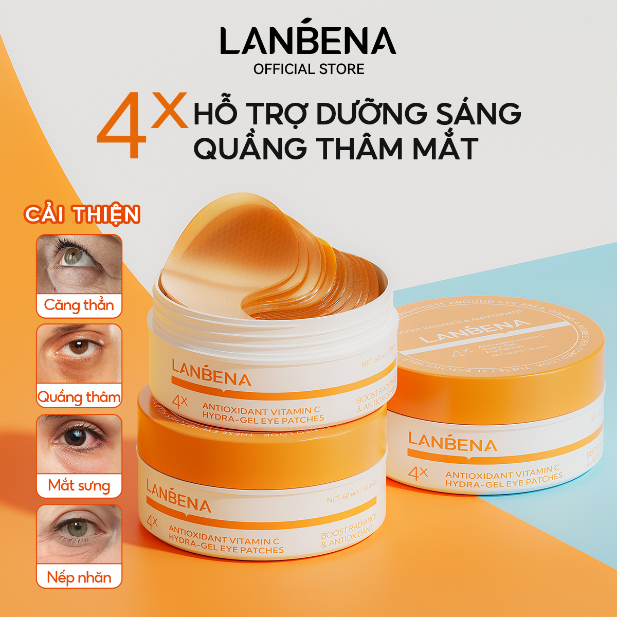 [MẶT NẠ MẮT LANBENA MULTI-CARE EYE MASK] – Dưỡng Mắt Giảm Quầng Thâm, Giảm Nhăn Hiệu Quả, Dưỡng Ẩm Sâu Với Vitamin C