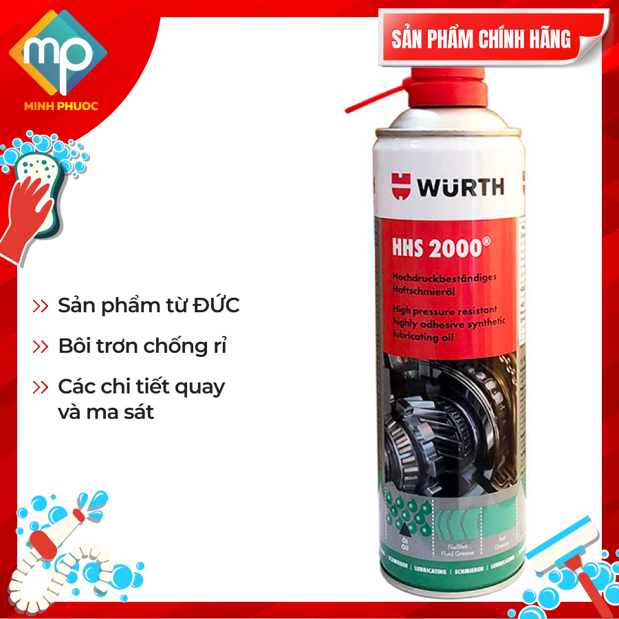 Mỡ bò nước dạng xịt hhs 2000 wurth 0893106 - nhập khẩu từ đức