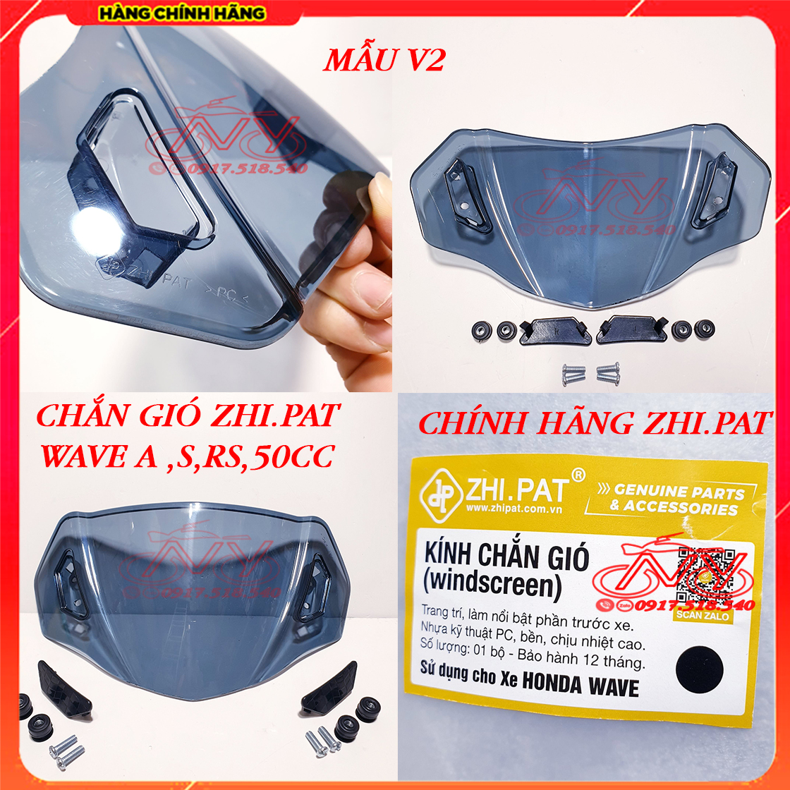 Kính chắn gió zhipat cho wave a , wave rs , wave s , wave 50cc