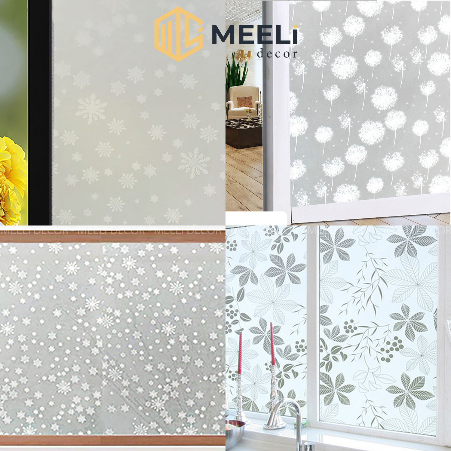 Decal dán kính nhà tắm Meeli Decor giấy dán mờ che ánh sáng chống nắng cửa sổ, mã ME25