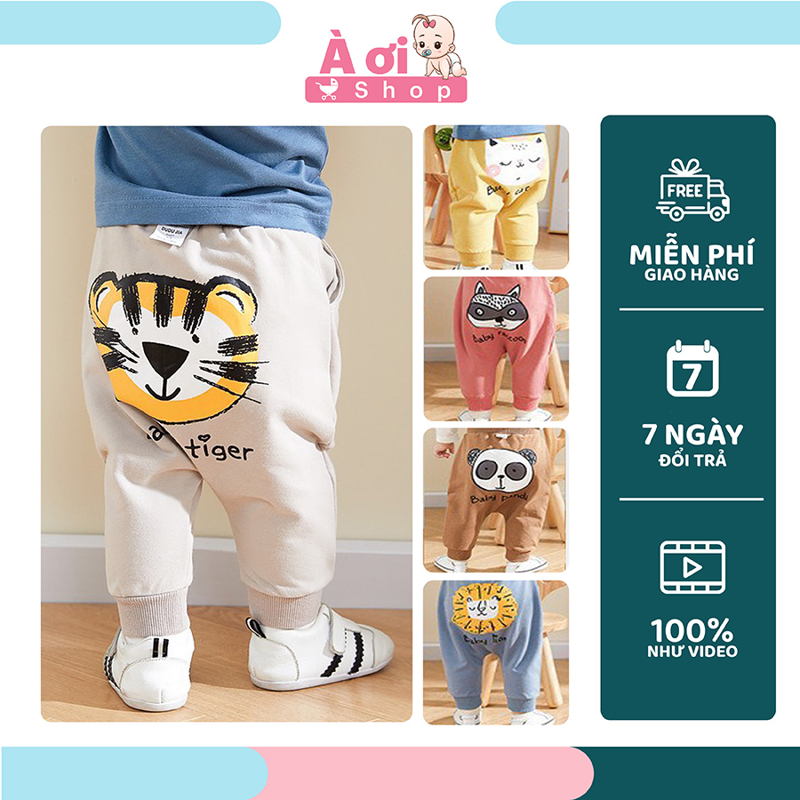 [GIÁ TỐT] Quần dài dày mông in thú dễ thương ấm áp, chống muỗi À ơi Shop chất liệu cotton thấm hút mồ hôi cho bé trai bé gái