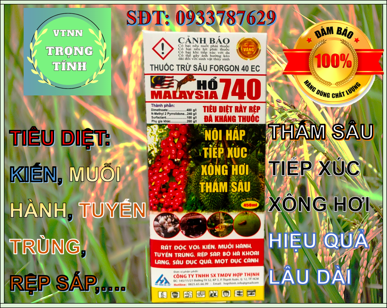Thuốc trừ sâu forgon 40ec hổ malaysia 740 tiêu diệt rầy rệp đã kháng thuốc chai 450ml