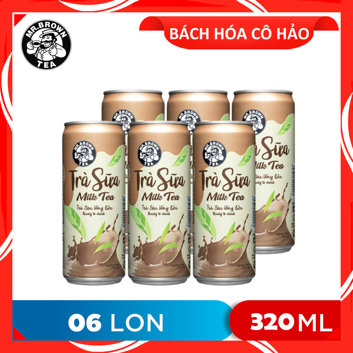 LỐC 6 LON TRÀ SỮA MILK TEA MR.BROWN 320ML