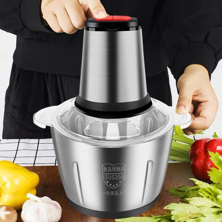 Máy Xay Thịt Cối Inox 304 Công Suất Lớn 300W Loại 3 Lít, Máy Xay Cầm Tay 4 Lưỡi Đa Năng Xay Thực Phẩm, Xay Đá, Xay Sinh Tố, Hoạt Động Linh Hoạt, Thân Máy Cối Có Thể Tháo Rời Dễ Dàng Vệ Sinh