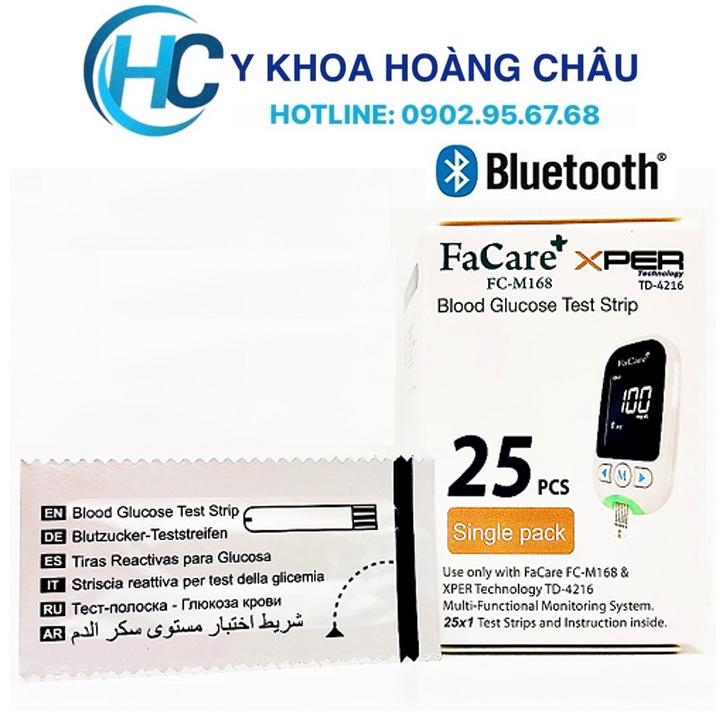 Que thử đường huyết Glucose dành cho máy đo Facare 5 trong 1 FC-M168  - Hộp 25 que thử