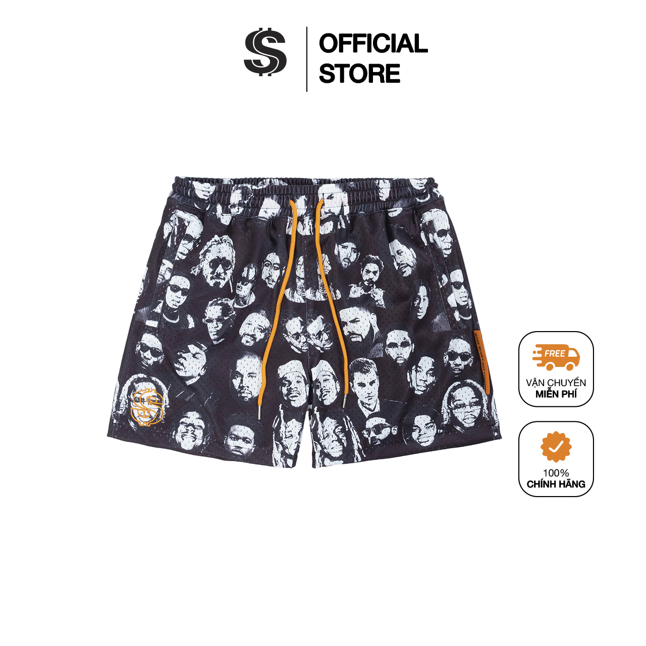 Quần đùi nam kiểu thể thao, quần short vải lưới mesh cao cấp - rappers mesh shorts in black