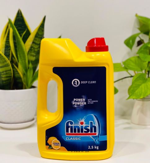 Bột rửa chén FINISH hương chanh 2.5kg dùng cho máy rửa chén, nhập khẩu tại Đức, công thức làm sạch chuyên dụng, thân thiện với môi trường - Gia dụng cao cấp Ajk