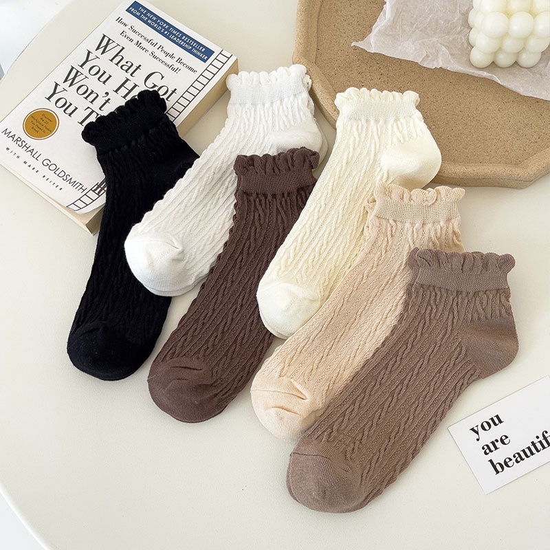 Tất vớ ren trơn viền bèo cổ ngắn - subo shop