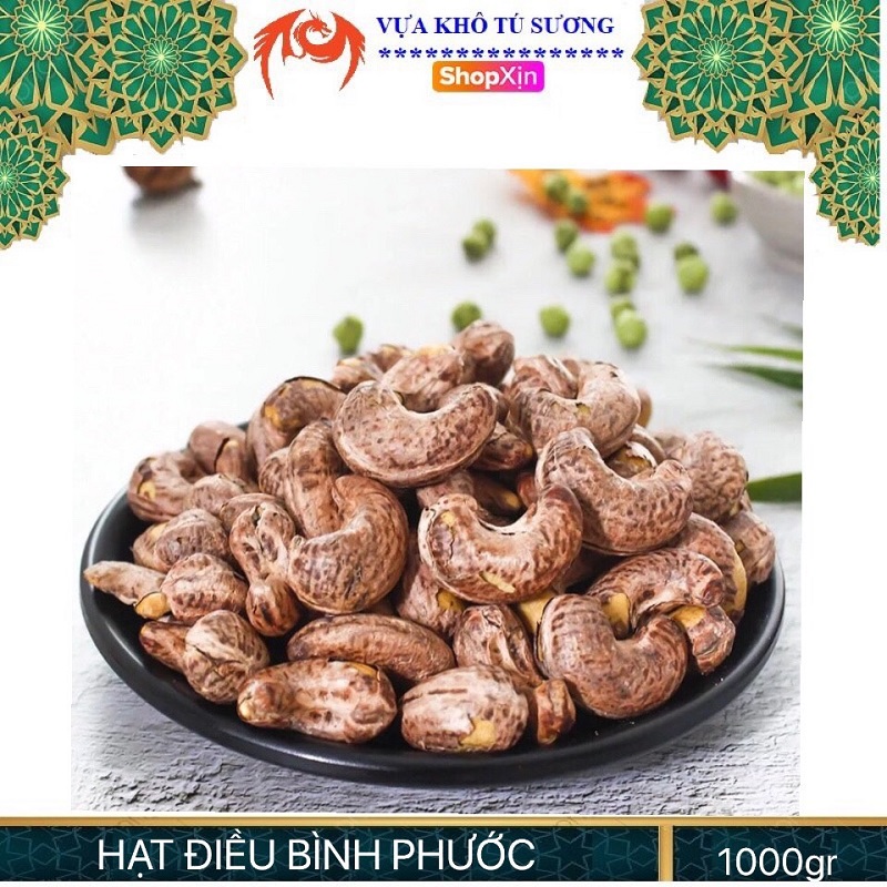 500gr hạt điều vỏ lụa rang muối nguyên hạt xếp hoa - hạt đào bình phước