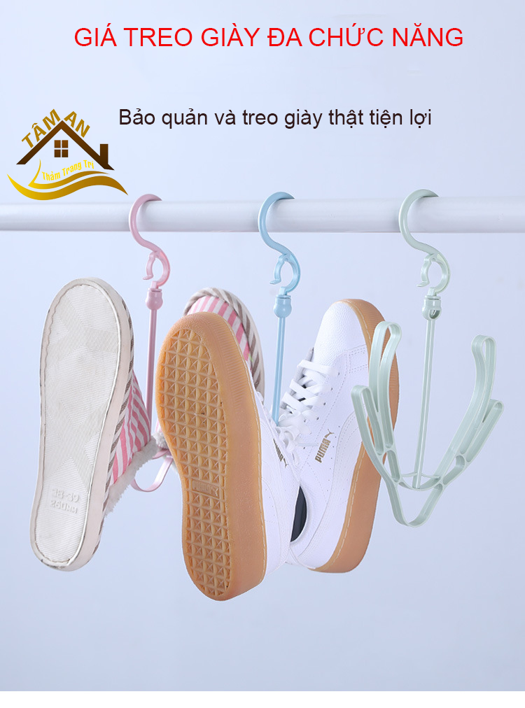 Móc treo giày đa năng ,móc phơi giày 2 ngạnh xoay 360 độ thông minh