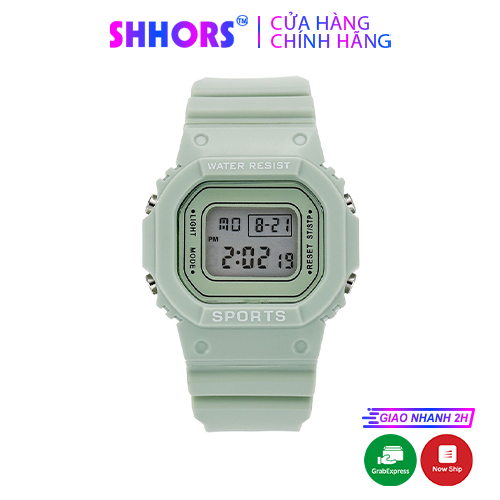 Đồng Hồ Thể Thao SHHORS Unisex Mặt Vuông Đèn Led Size 36mm Đồng hồ điện tử SHHORS cá tính dây silicon cao cấp đồng hồ bấm giờ thể thao
