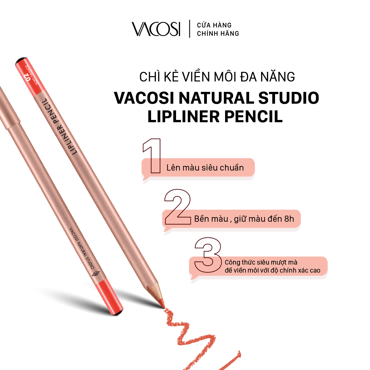 Chì kẻ môi vacosi - viền môi, vẽ bọng mắt đa năng - vl01