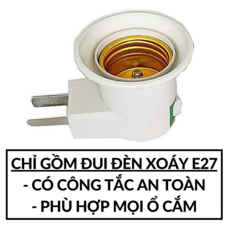Đuôi đèn E27 đui xoáy có công tắc tắt / bật kèm phích cắm tiện dụng