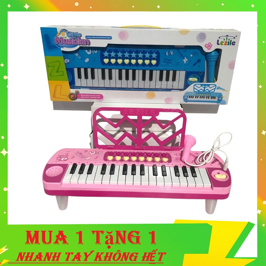 Đồ chơi đàn organ có mic bimbimkay cho bé tập làm nhạc sĩ, phát nhạc nhiều giai điệu dễ thương