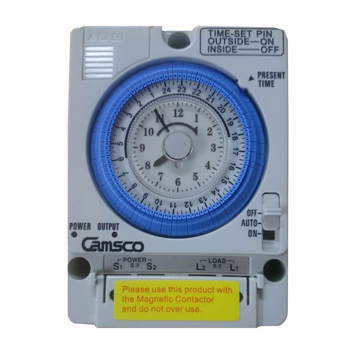 Công tắc hẹn giờ cơ 24h Camsco công suất lớn 15A/220V Công tắc thời gian camsco TB35 Đài Loan role 24h công tắc hẹn giờ cơ rơ le thời gian ổ cắm hẹn giờ ổ cắm hẹn giờ tắt