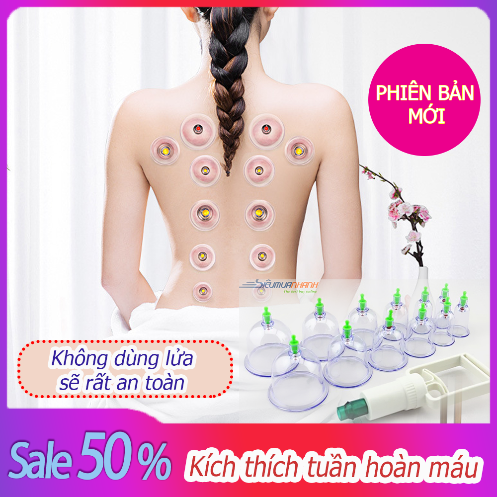 Giác hơi chân không, bộ giác hơi, bộ giác hơi không dùng lửa 12 ống cao cấp - giải độc cơ thể, an toàn, tiện dụng