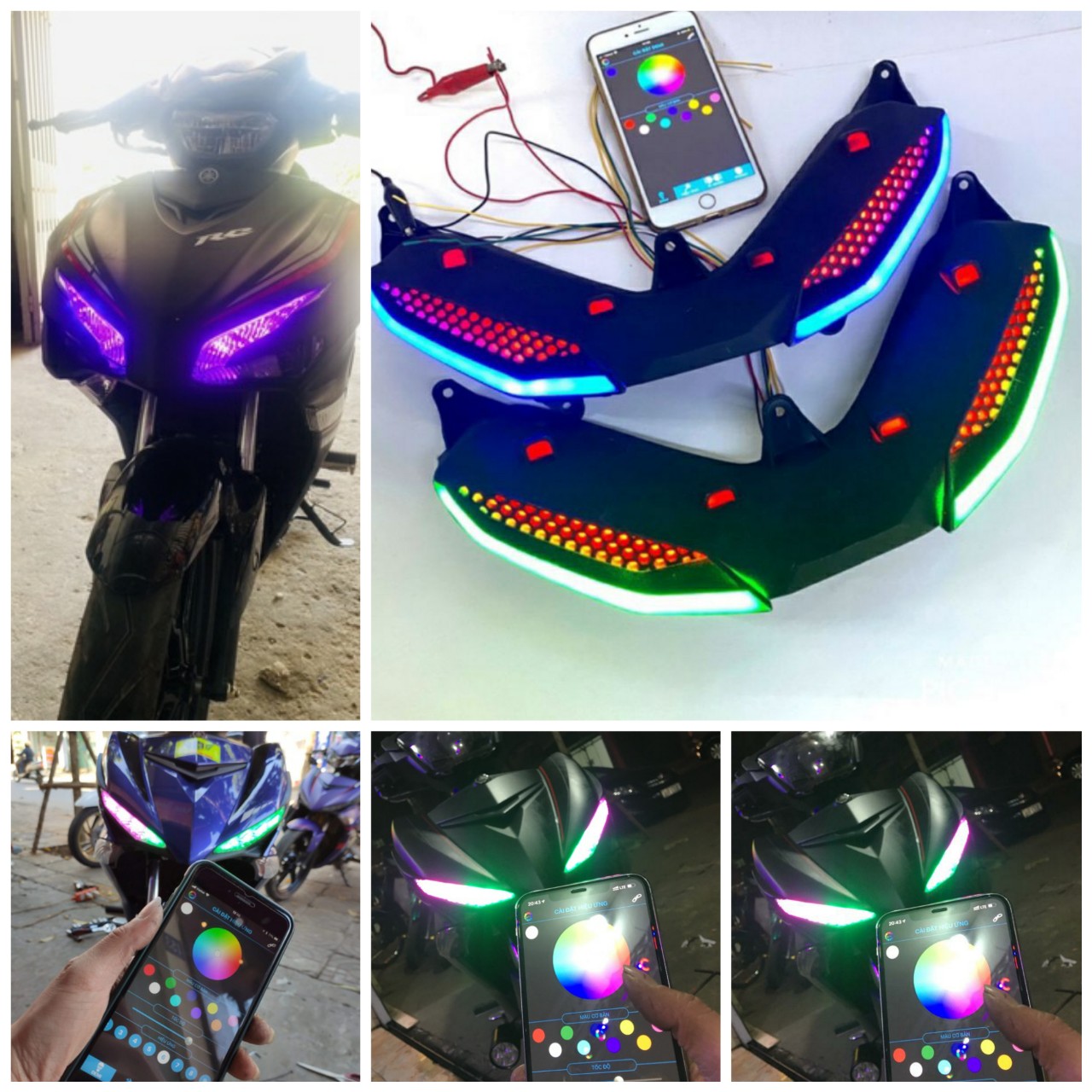 Đèn demi xi nhan audi A11 pro kết nối Bluethooth Ex 150 hàng cao câp lắp như zin , Đèn trang trí xe máy ex 150 siêu đẹp