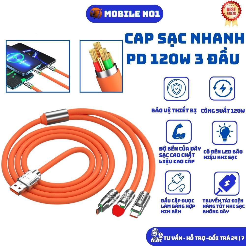 Cáp Sạc Nhanh , cap sạc nhanh 3 trong 1, Mobileno1