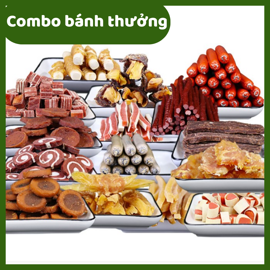 Thức ăn cho chó mèo COMBO 8 món, đồ ăn vặt huấn luyện cho thú cưng