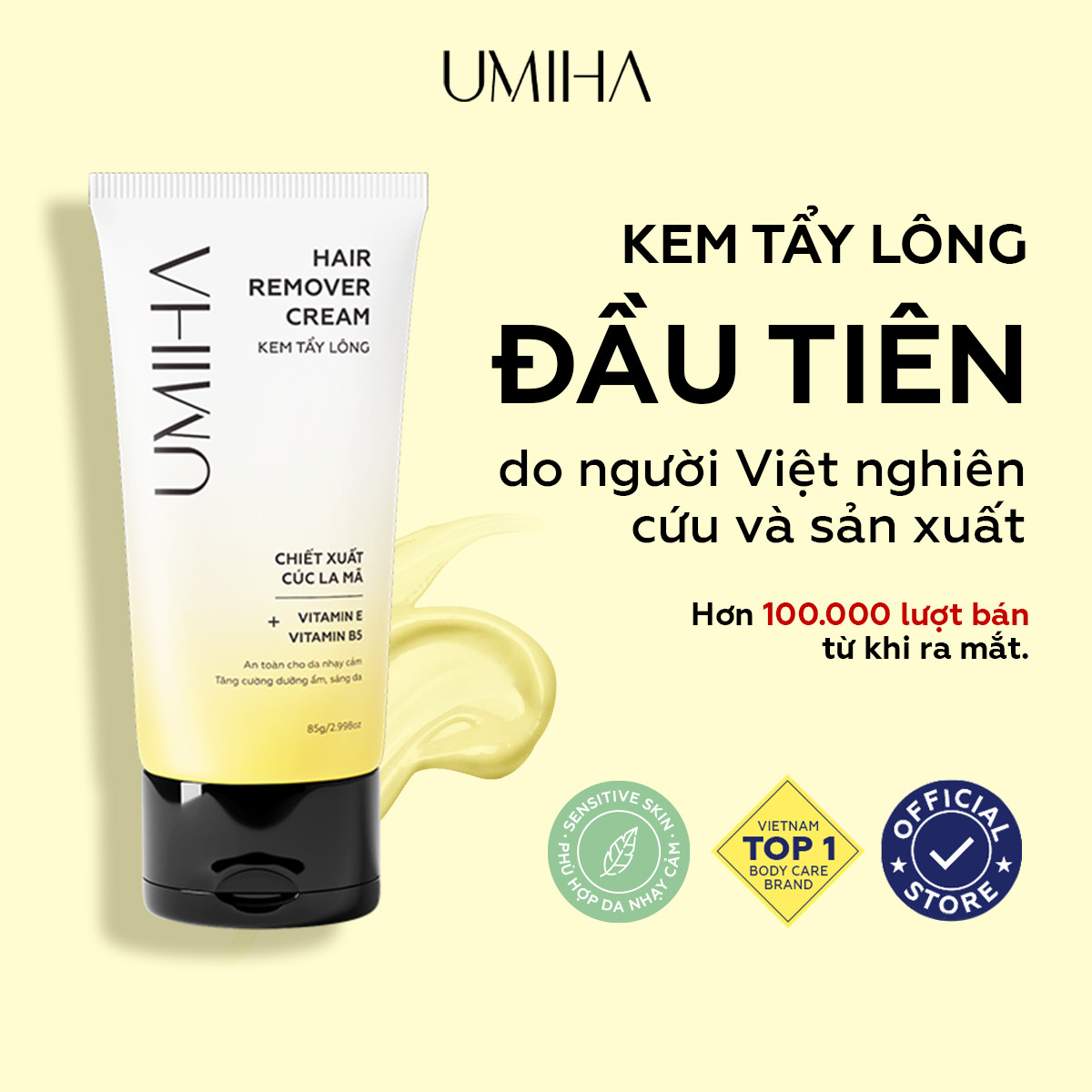 Kem tẩy lông Cúc La Mã UMIHA dành cho da nhạy cảm (85g) - Tẩy lông chân, tay, tẩy lông nách, tẩy lông vùng k ín, bikini