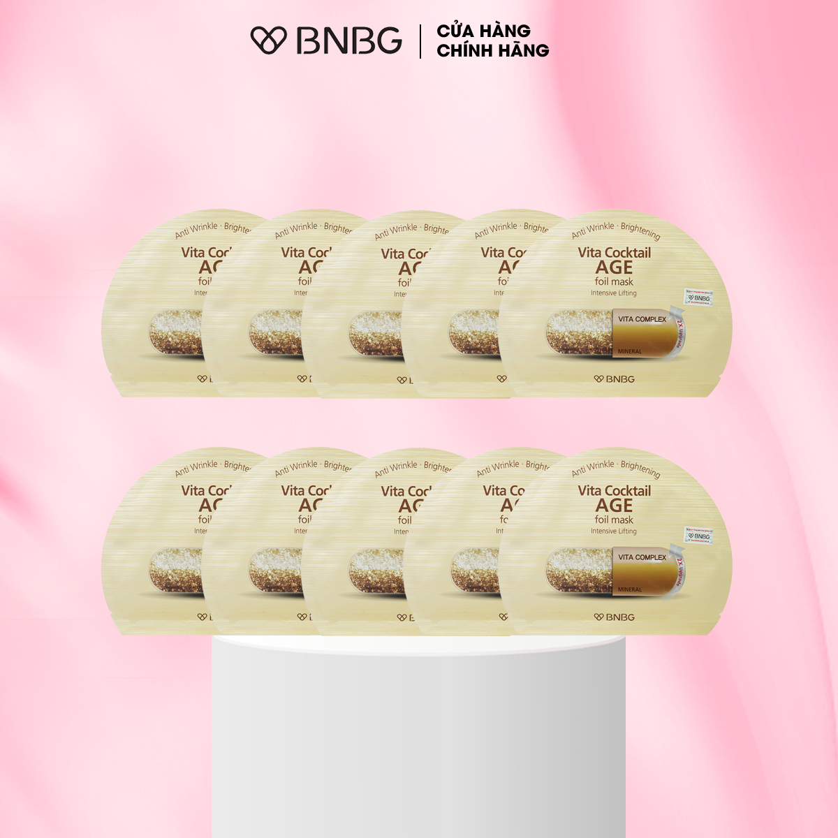 Combo 10 mặt nạ chống lão hóa, giảm nếp nhăn BNBG Vita Cocktail Age Foil Mask 30mlx10