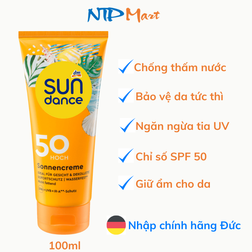 [HCM] Kem chống nắng dưỡng ẩm dưỡng da hiệu Sundance LSF 50 nhập từ Đức dung tích 100ml