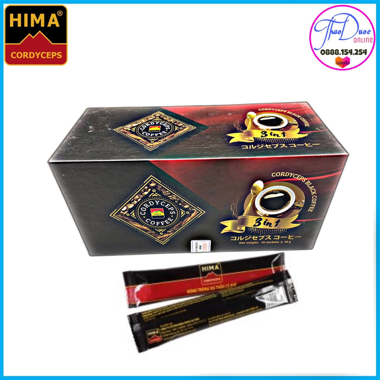 Hộp cà phê đen Đông trùng hạ thảo Hima