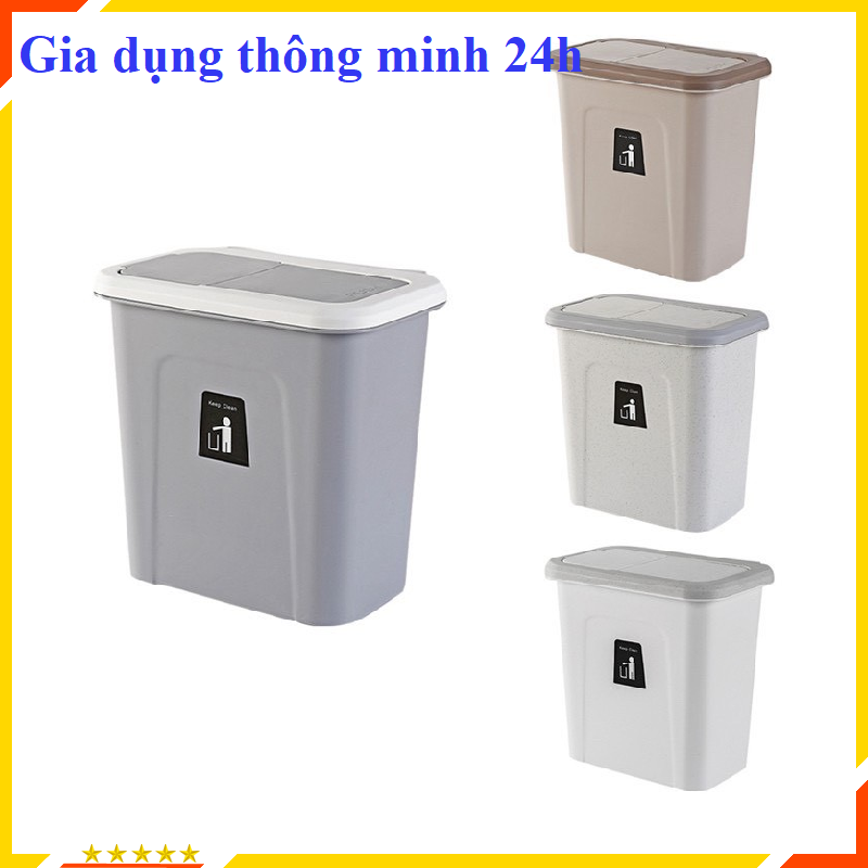 Thùng rác treo tủ bếp Freeship Thùng rác có nắp đậy - Thùng rác thông minh - Thùng rác mini Nhiều Màu Giao Ngẫu Nhiên