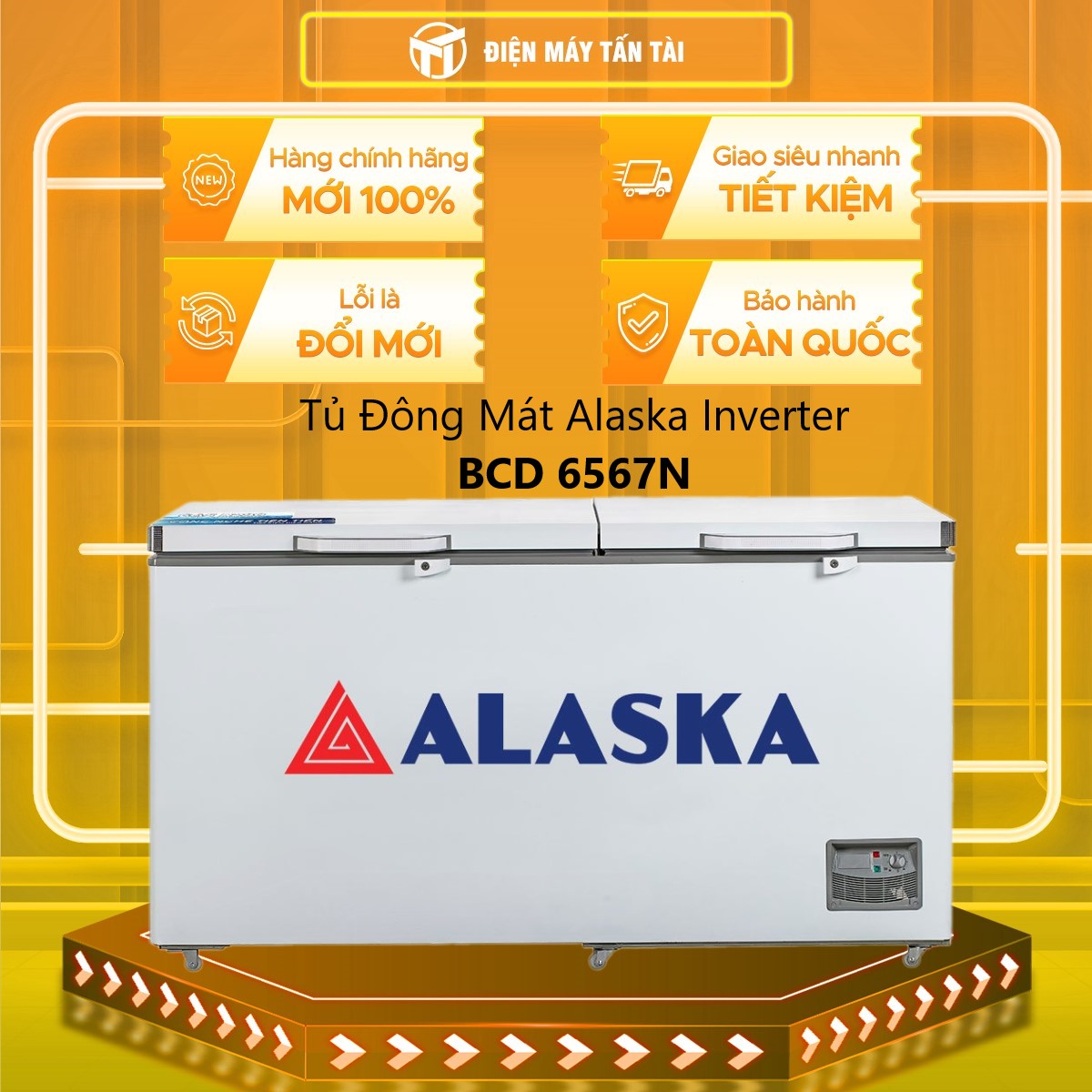 Tủ đông mát Alaska BCD-6567N 471L, 2 cửa mở trên, tiết kiệm điện năng