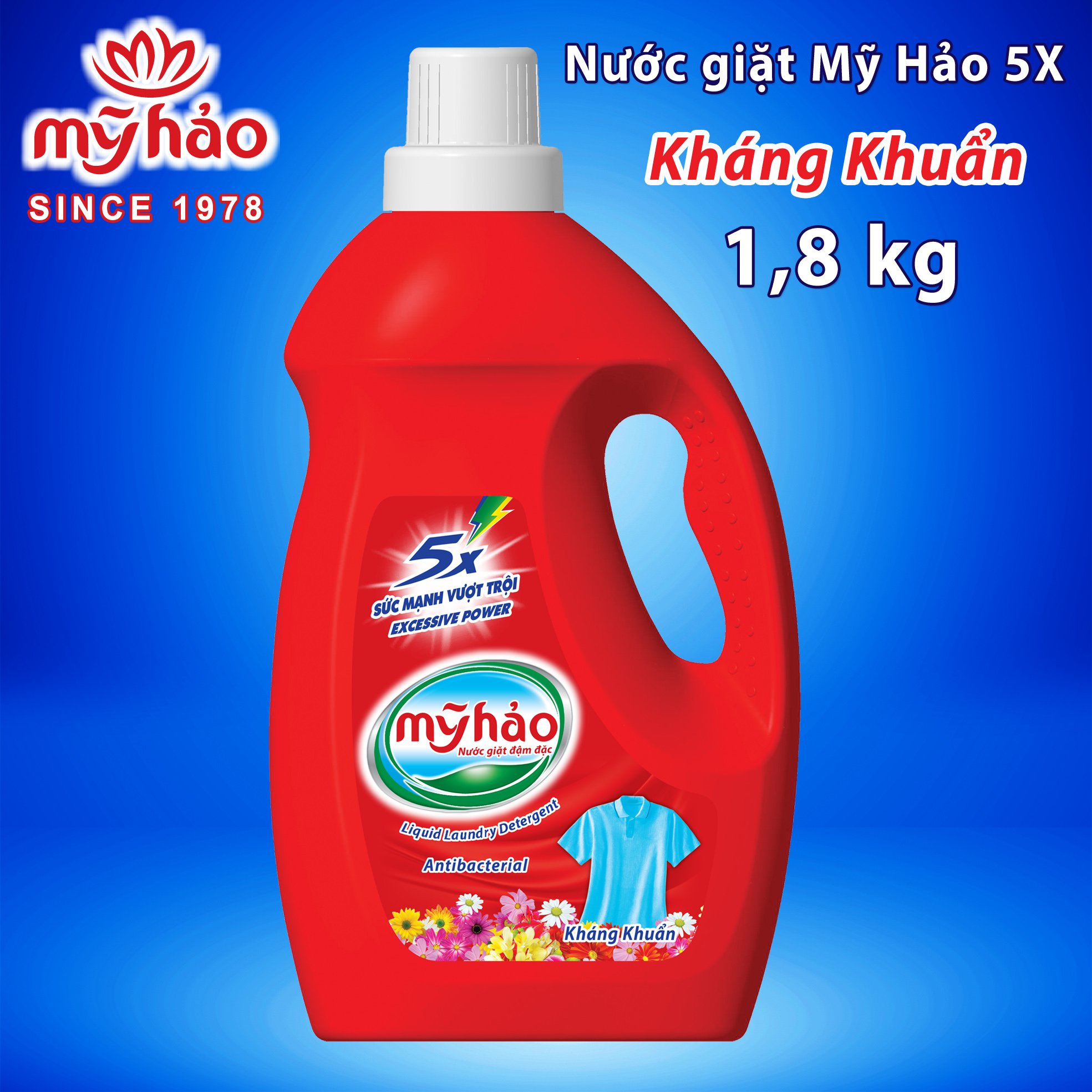 [HCM] Nước Giặt Đậm Đặc MỸ HẢO 5X KHÁNG KHUẨN 1.8 kg