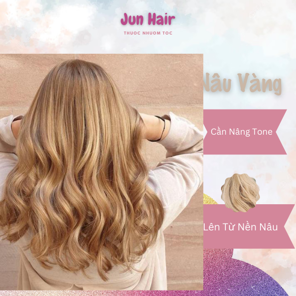 Combo Thuốc Nhuộm Tóc MÀU NÂU VÀNG Nhuộm Tại Nhà CẦN NÂNG TONE Tặng Kèm