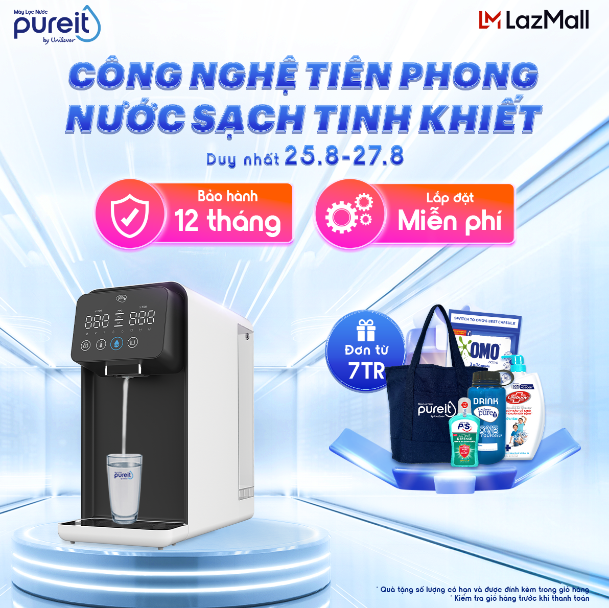 [ QUÀ TẶNG 25.8 - 27.8 | MIỄN PHÍ LẮP ĐẶT | BẢO HÀNH 12 THÁNG ] Máy lọc nước Pureit Lavita 4 bước lọc tích hợp màng lọc RO+ và công nghệ Smart Hot lọc sạch 100% vi khuẩn với 3 cấp độ nóng - Dung tích 3.5L