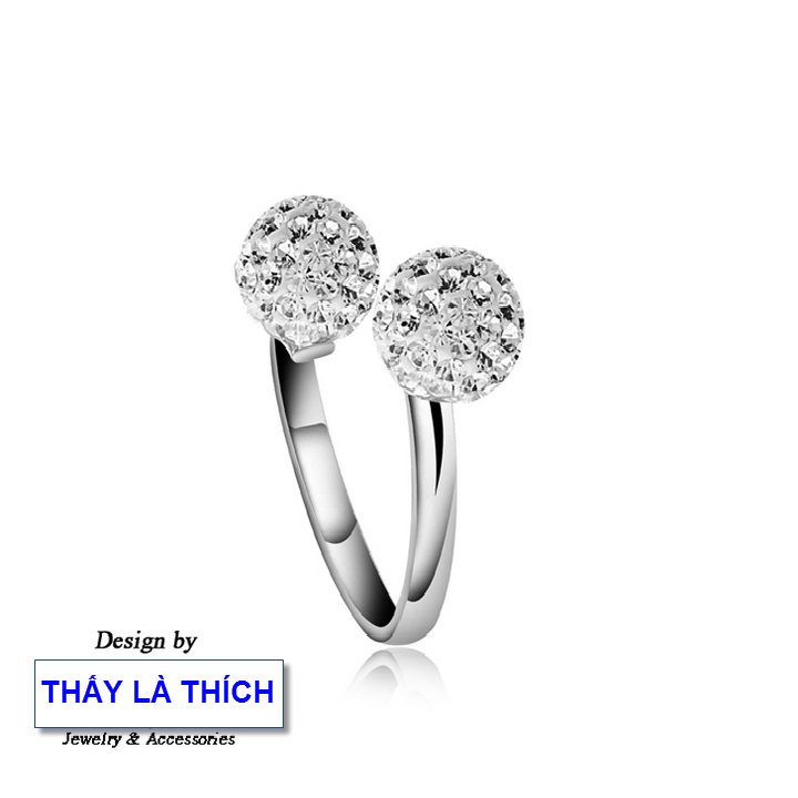 Nhẫn nữ inox Thấy Là Thích đính 2 viên trái châu - Tự cơi nới được  theo ngón tay - Cam kết 1 đổi 1 nếu đen và gỉ sét