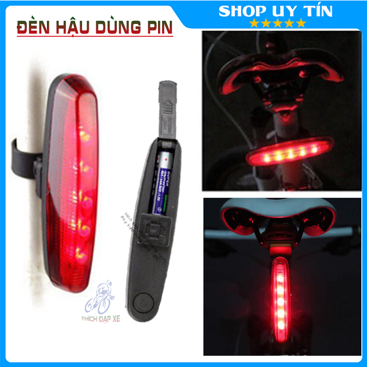 Đèn hậu xe đạp cảnh báo 7 chế độ nháy pin rời AAA