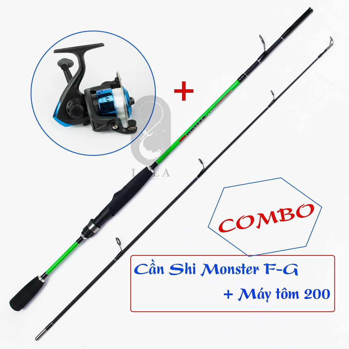 Combo cần câu shimano monster 1m5/1m65 + máy câu tôm ak 200