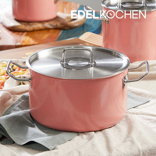 Nồi edelkochen solid hồng 3 lớp đúc inox 304 size 20cm và 24cm - bảo hành 2 năm