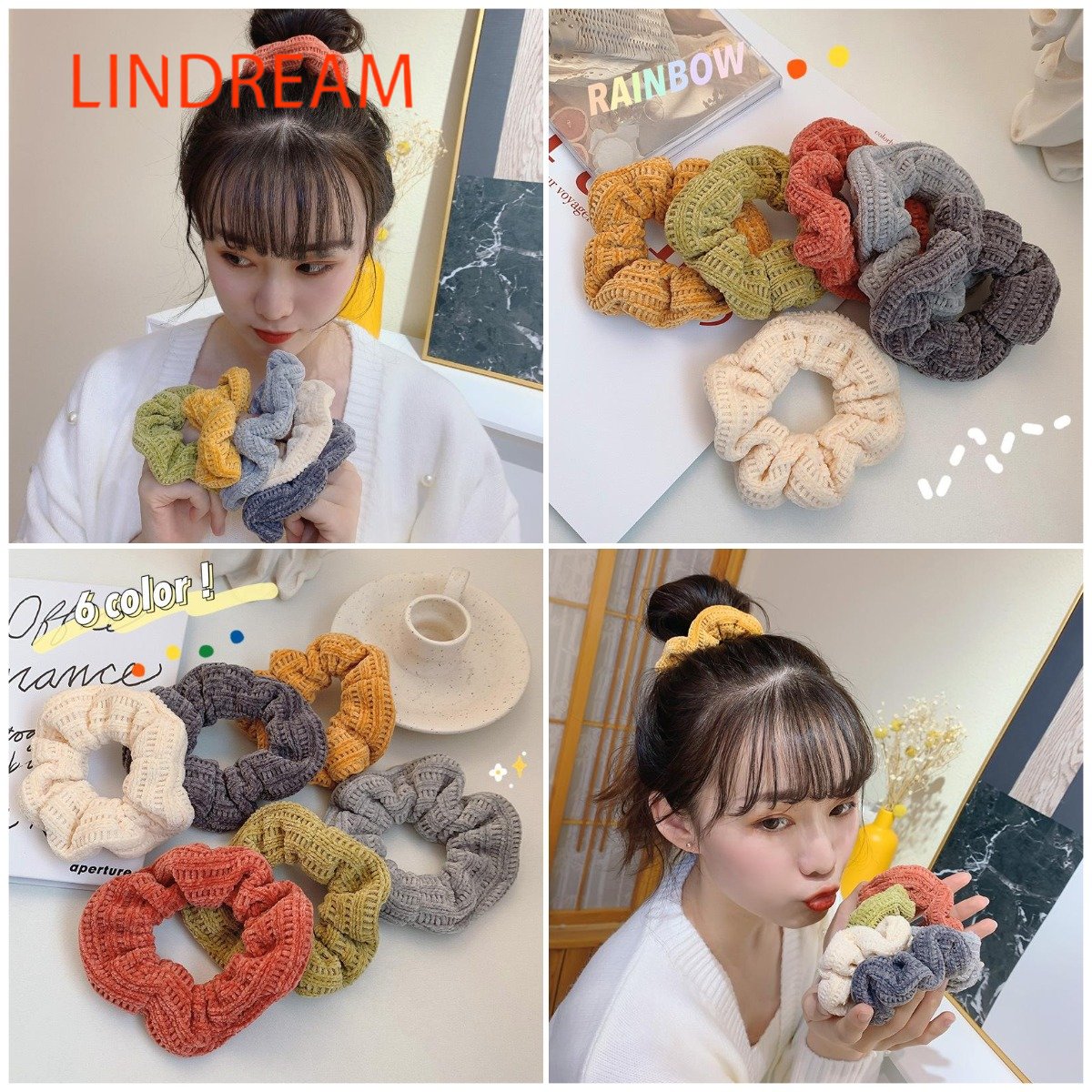 LINDREAM Tóc buộc đuôi ngựa đơn giản ngọt ngào nữ Hàn Quốc cột tóc