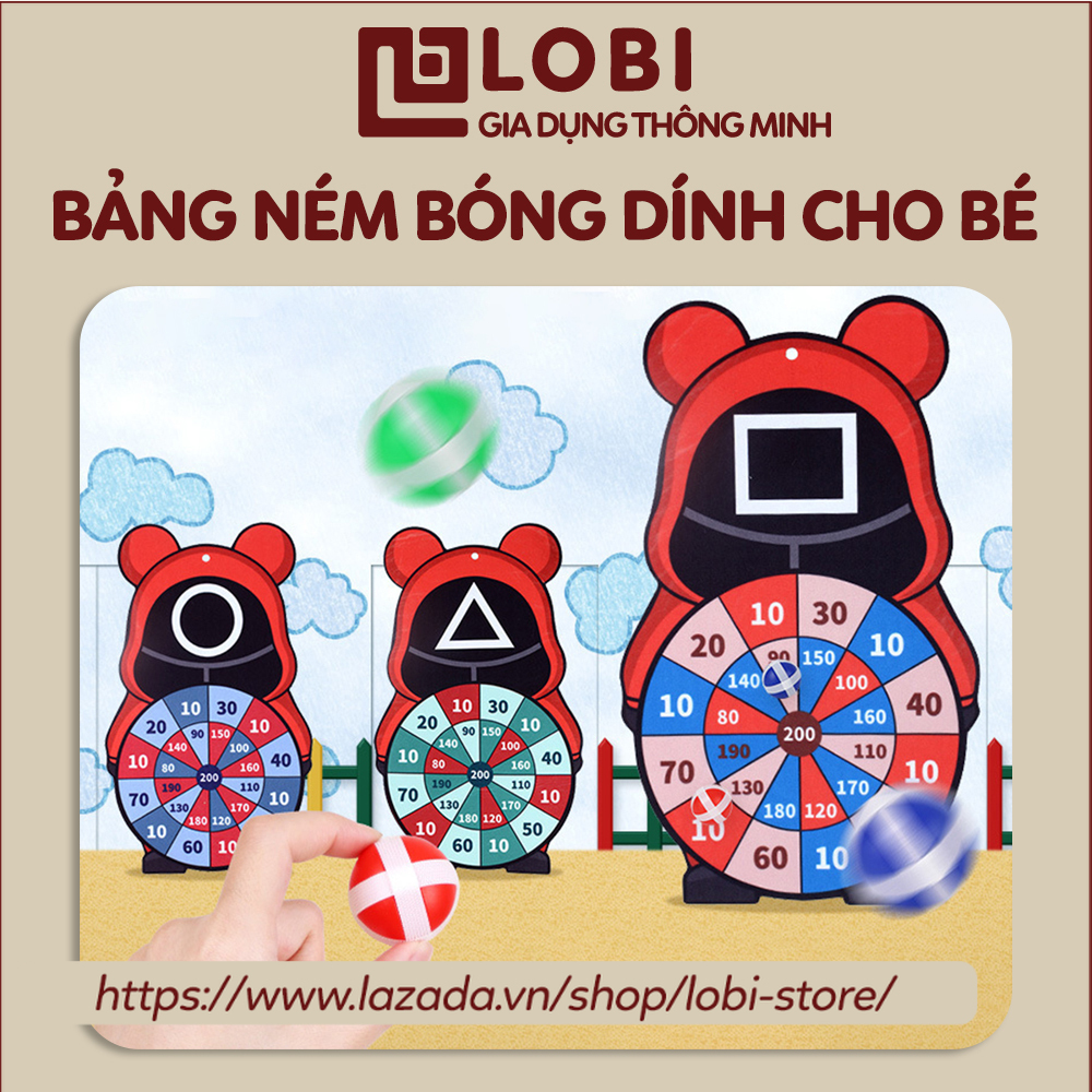 Bảng ném bóng dính cho bé hình Squid Game đồ chơi vận động phát triển cho bé Lobi Store