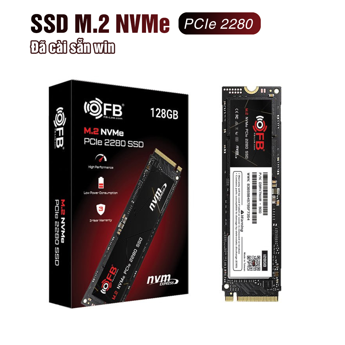 Ổ cứng ssd m2 nvme cài sẵn widnows mới nhất, ssd m2 pcie 2280 fb-link 128gb, 256gb chính hãng, bảo hành 3 năm