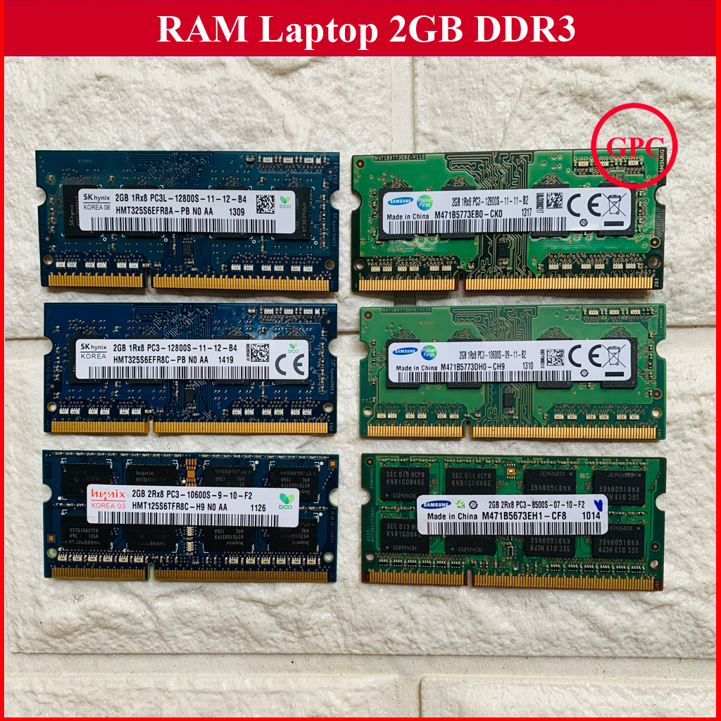 RAM Laptop 2GB DDR3 Bus 1333 / Bus 1600 / Bus 1066 MHz (Ram Laptop PC3- 2G) hàng bóc máy đã qua sử dụng