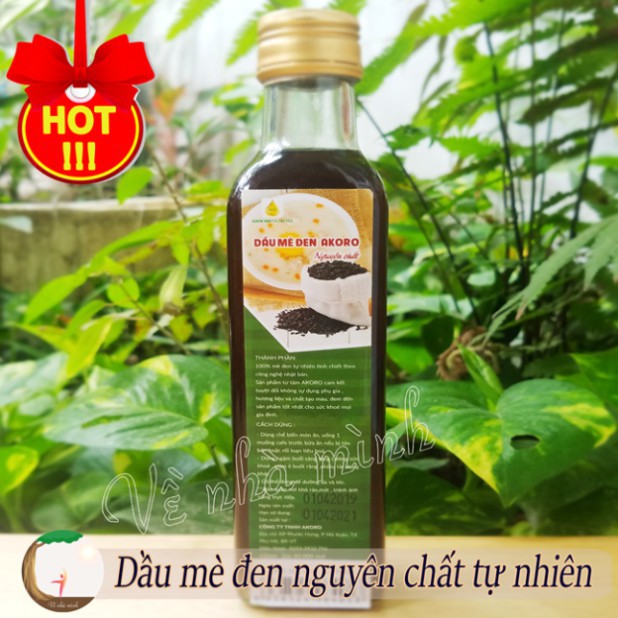 Dầu mè đen akoro hữu cơ 250ml - nguyên chất 100%