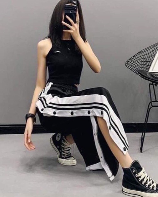 🌸 🌸 siêu phẩm hot 2021 🌸 🌸 quần ống rộng xẻ tà cúc bấm unisex form dưới 55kg siêu hot v5