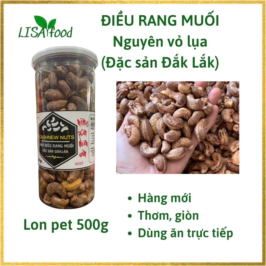 500g Hạt điều rang muối Cashnew nuts nguyên vỏ lụa Lisa2food Thơm, giòn, béo ngậy