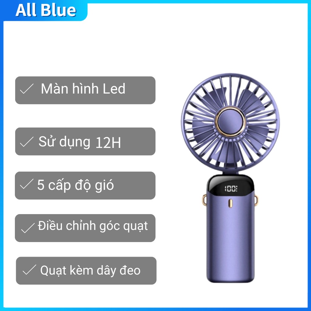 Quạt màn hình LED di động mini có thể gập lại 4000mAh
