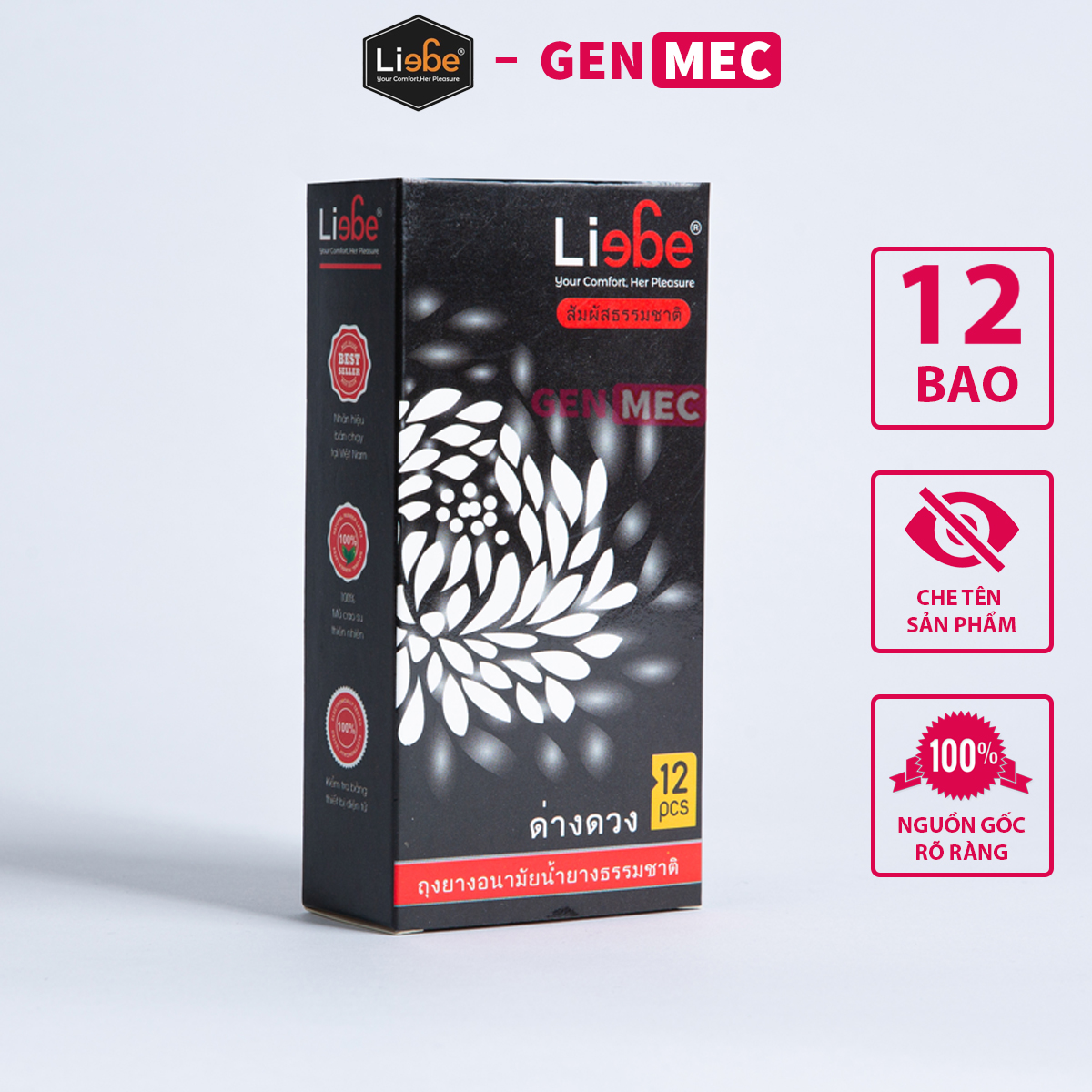 Bao Cao Su Gai - Nhiều GeL Bôi Trơn - Truyền Nhiệt Siêu Khoái Cảm - BCS Liebe Gai Hộp 12 bao - Genmec
