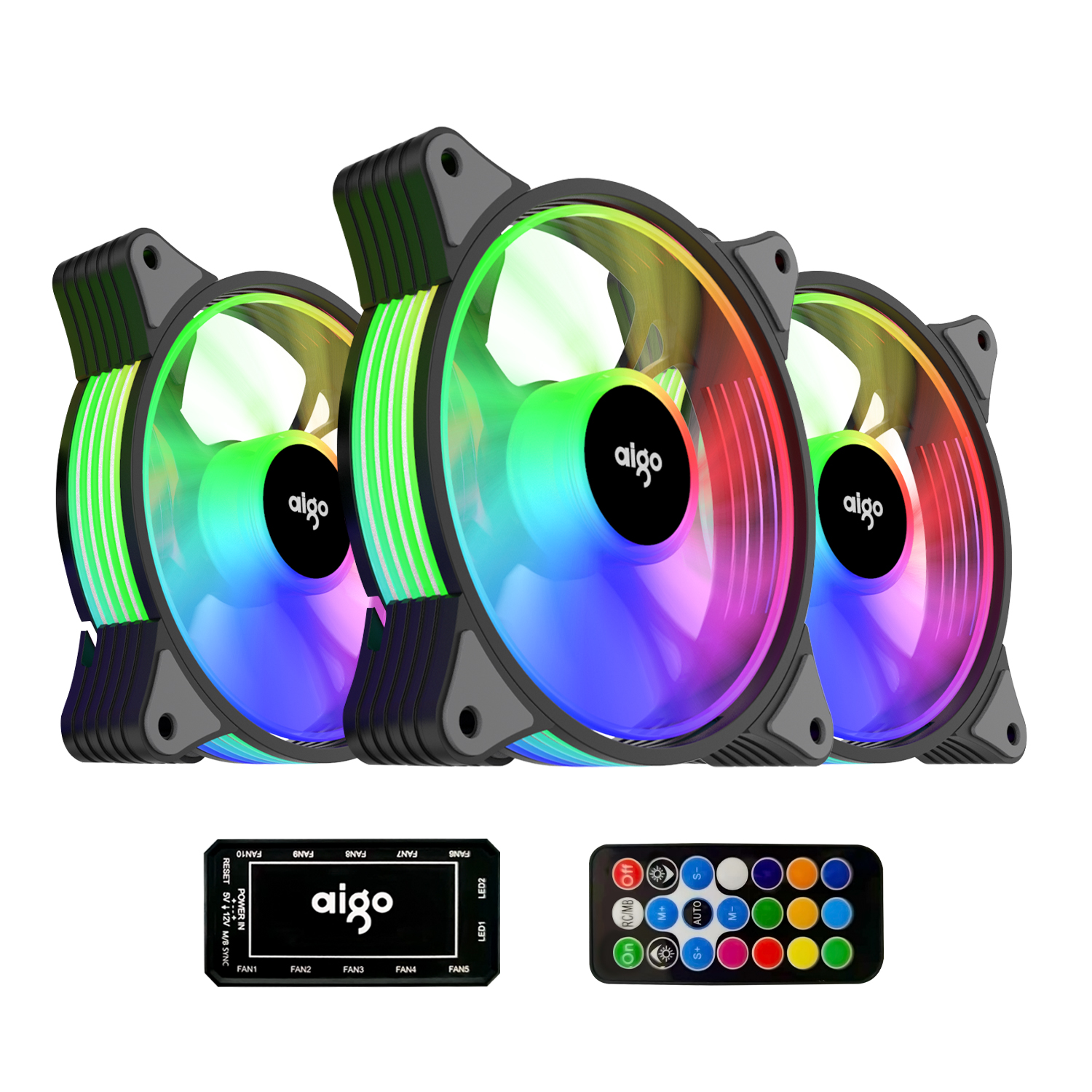 Aigo AR12 Quạt Máy Tính Pc 120Mm Quạt Tản Nhiệt RGB Aura Sync Cổng Sata 12Cm Quạt Làm Mát Không Ồn Argb Quạt Thông Gió Làm Mát